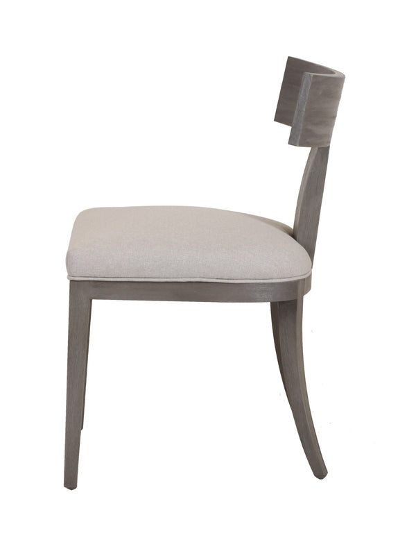 Fabien Mid-Century Modern Beige Linen + Grey Wash Dining Chair (Set of 2)