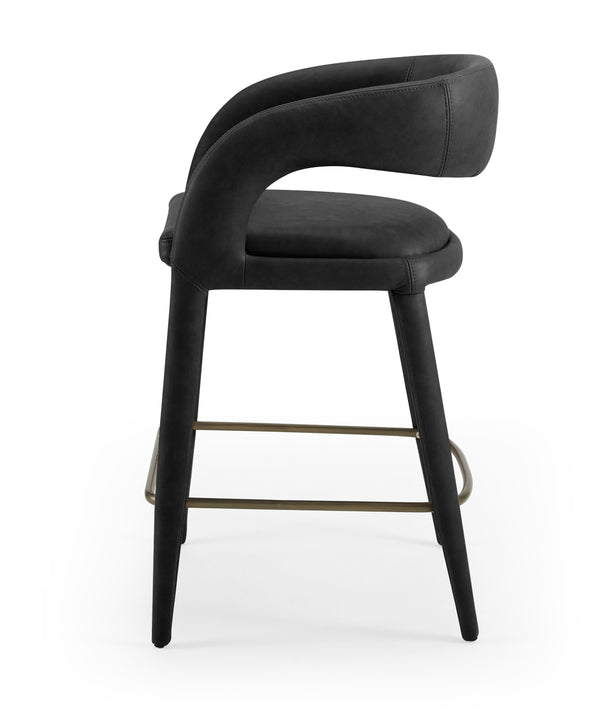 Modrest Faerron Modern Black Leatherette Counter Chair Model VGEUMC-7182C-BLK