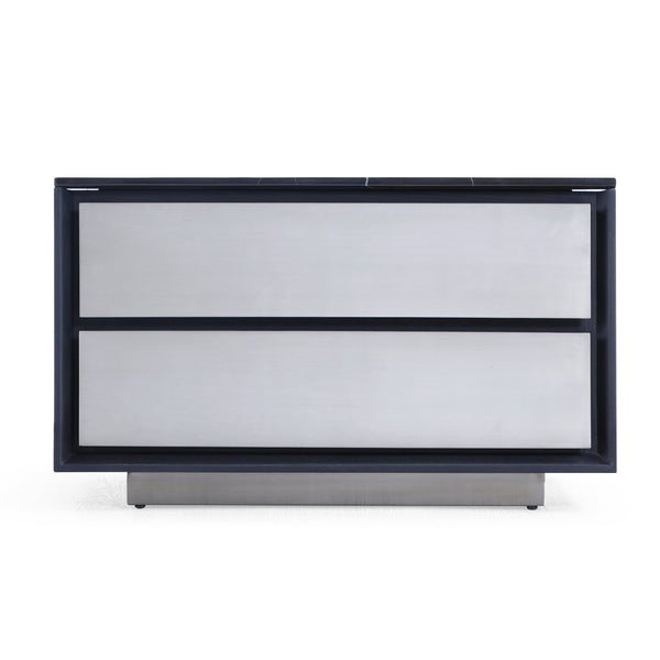 Modrest Concord Modern Grey Velvet & Black Marble & Black Ash & Aluminum Bedroom Set Model VGVC-BD2311-2301-SET