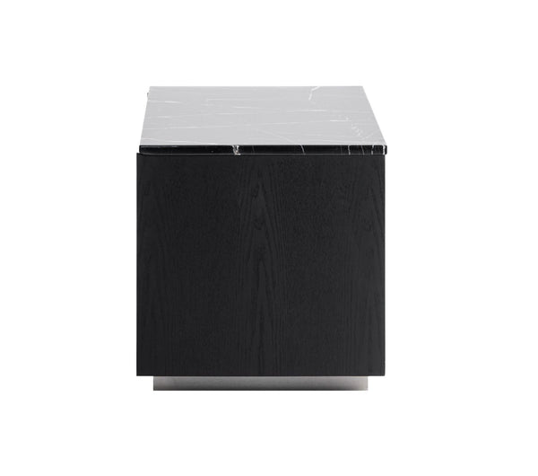 Modrest Concord Modern Black Marble & Black Ash & Aluminum Nightstand Model VGVC-N2301