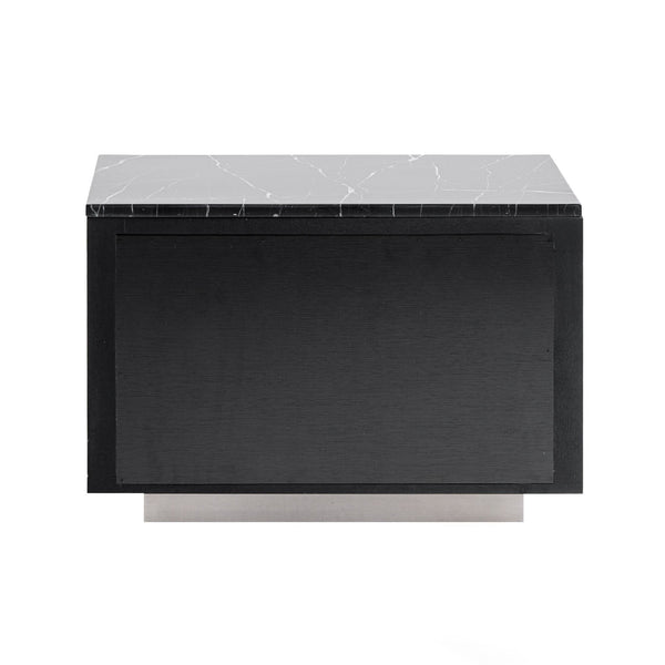 Modrest Concord Modern Black Marble & Black Ash & Aluminum Nightstand Model VGVC-N2301