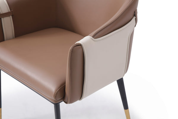 Modrest Calderon Modern Brown & Beige Vegan Leather Dining Chair Model VGVCB065-BRN-DC