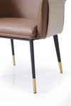 Calderon Modern Brown & Beige Vegan Leather Dining Chair