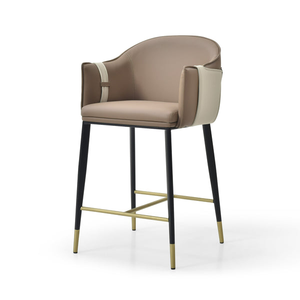 Modrest Calderon Modern Brown & Beige Vegan Leather Counter Chair Model VGVC-B065-BRN
