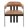 Hazen Modern Camel Leather + Black Iron Dining Chair