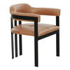 Hazen Modern Camel Leather + Black Iron Dining Chair