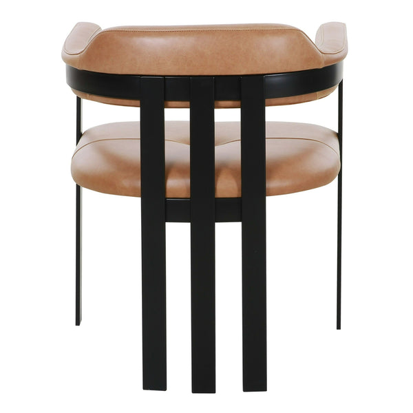 Hazen Modern Camel Leather + Black Iron Dining Chair