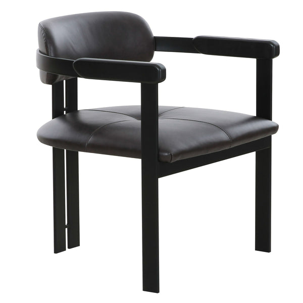 Aneta Modern Dark Brown Leather + Black Dining Chair
