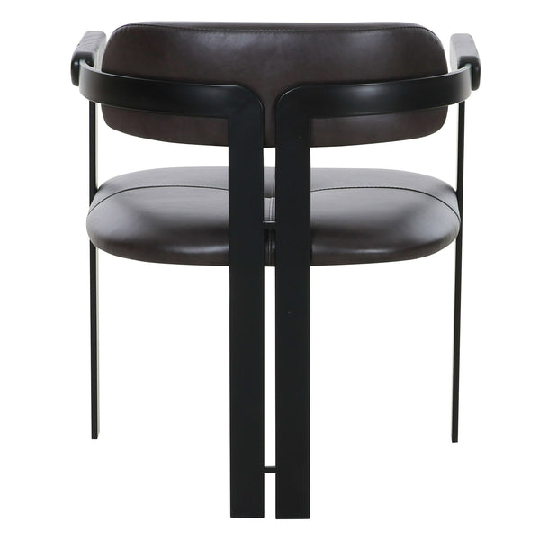 Aneta Modern Dark Brown Leather + Black Dining Chair
