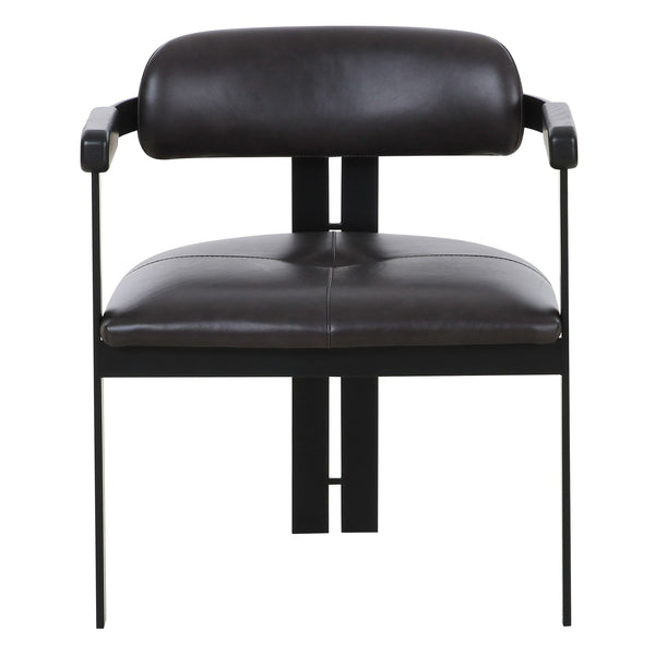 Aneta Modern Dark Brown Leather + Black Dining Chair