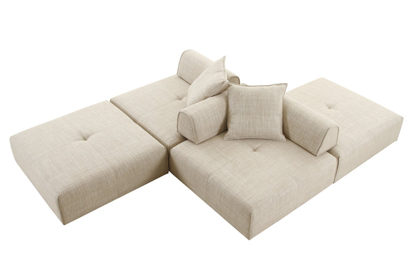 Divani Casa Mondo Modern 4 Seat Modular Beige Fabric Sectional Model VGOD-ZW-22033-BGE-4PC