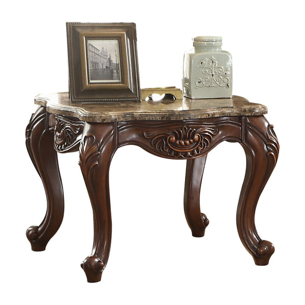 ACME Jardena Natural Marble Top & Cherry Oak End Table Model 81657
