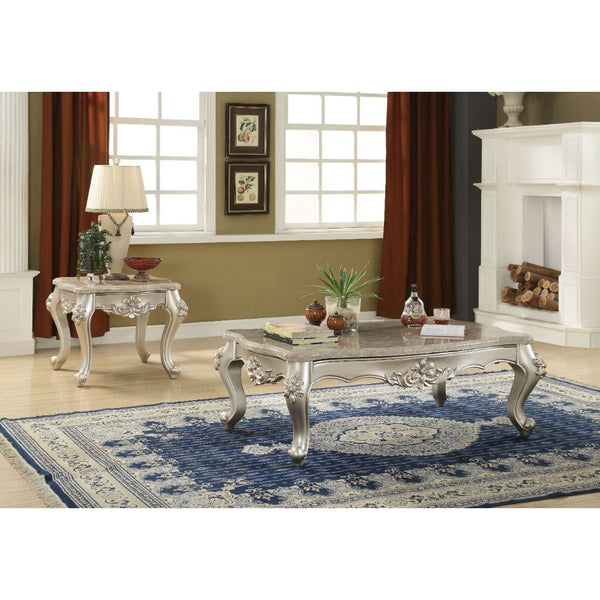 ACME Bently Natural Marble Top & Champagne Coffee Table Model 81665