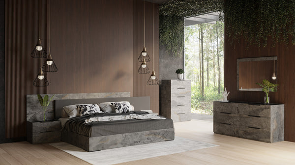 Eastern King Nova Domus Ferrara Modern Volcano Oxide Grey 4 Piece Bedroom Set Model VGACFERRARA-4PC-SET-EK