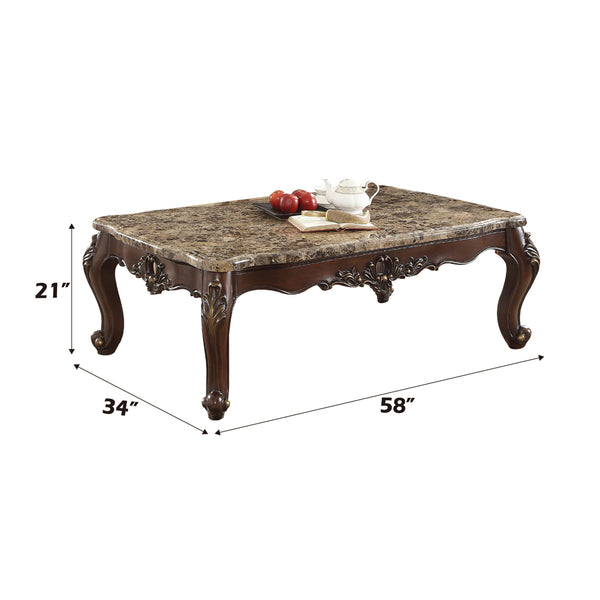 ACME Devayne Natural Marble Top & Dark Walnut Coffee Table Model 81685