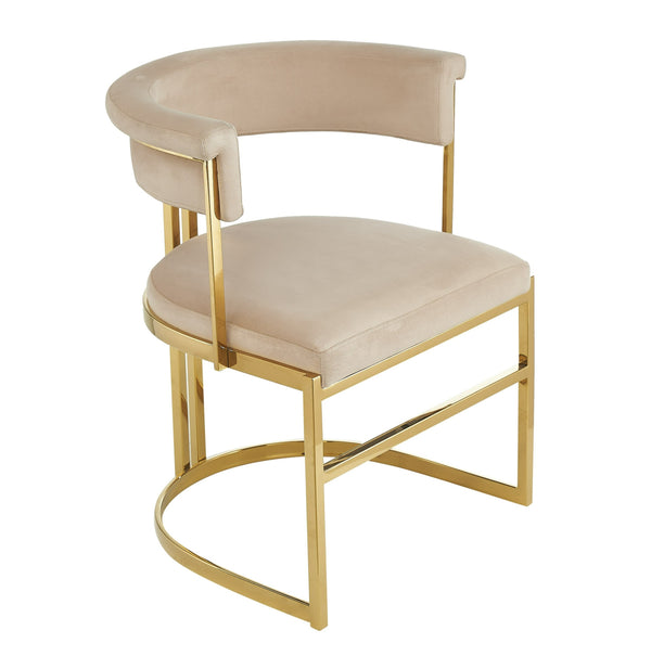 Modrest Munith Modern Beige Velvet & Gold Dining Chair Model VGZA-Y9504-BGEGLD