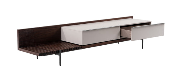 Colima Modern Matte Beige + Walnut TV Stand