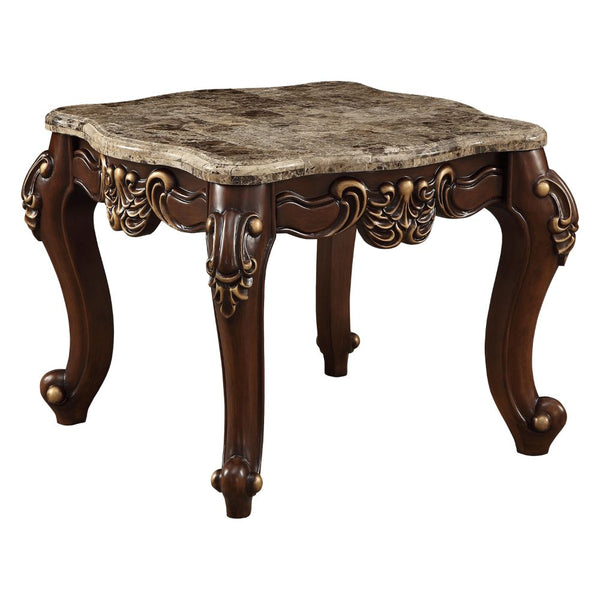 ACME Mehadi Natural Marble Top & Walnut End Table Model 81697