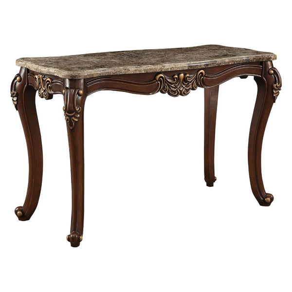ACME Mehadi Natural Marble Top & Walnut Sofa Table Model 81698