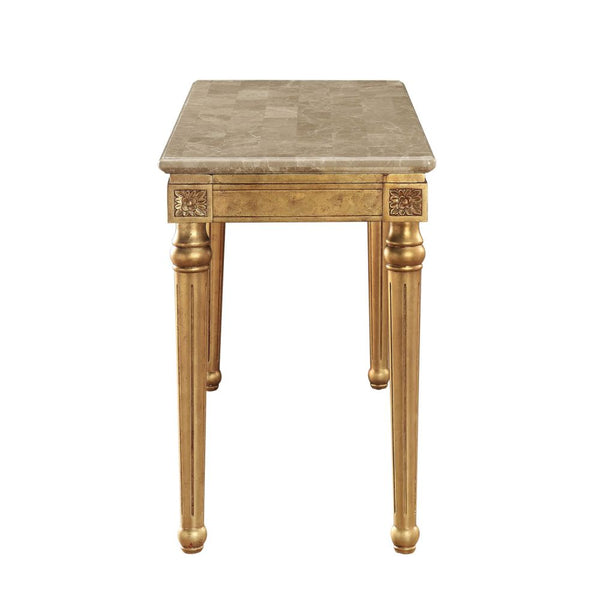 ACME Daesha Natural Marble Top & Antique Gold Sofa Table Model 81718