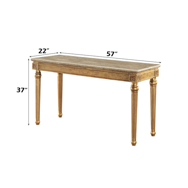 ACME Daesha Natural Marble Top & Antique Gold Sofa Table Model 81718