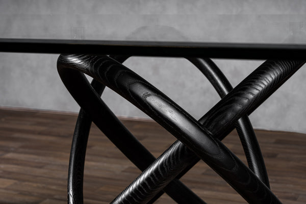 Modrest Mason Modern Glass & Black Ash Dining Table Model VGCSDT-16092-BLK