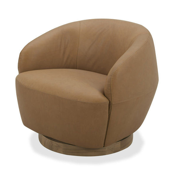 Divani Casa Agatha Modern Tan Leather Swivel Accent Chair Model VGKK-KF.A1203-TAN