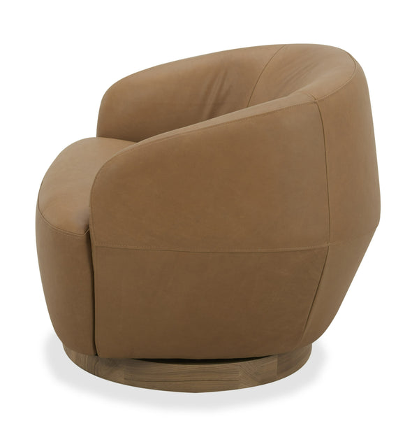 Divani Casa Agatha Modern Tan Leather Swivel Accent Chair Model VGKK-KF.A1203-TAN