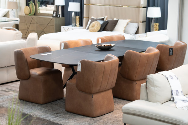 Modrest Suzie Modern Ceramic & Black Ash Extendable Dining Table Model VGDW3013-08