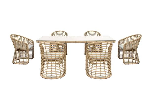 Renava Mina Outdoor Bamboo Wicker Dining Set Model VGAT-RADS-261-SET