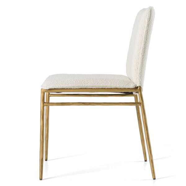 Atlanta Modern Off-White Fabric & Brass Dining Chair