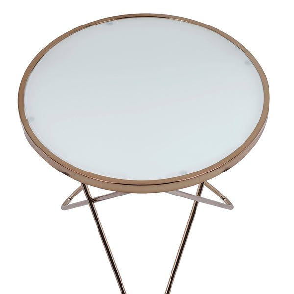 ACME Valora Champagne & Frosted Glass End Table Model 81827