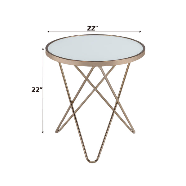 ACME Valora Champagne & Frosted Glass End Table Model 81827
