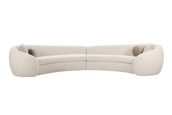 Kilmer Modern Off-White Curved Fabric Sectional Sofa