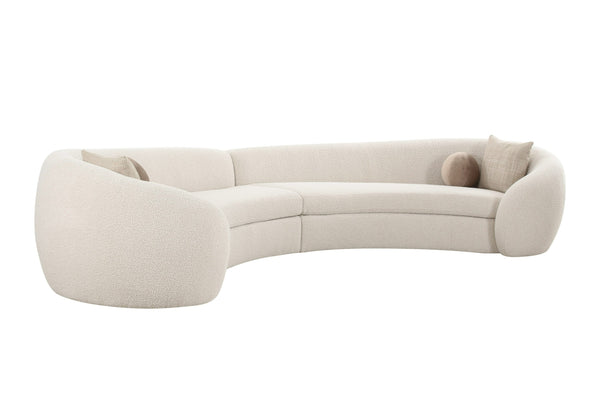 Kilmer Modern Off-White Curved Fabric Sectional Sofa