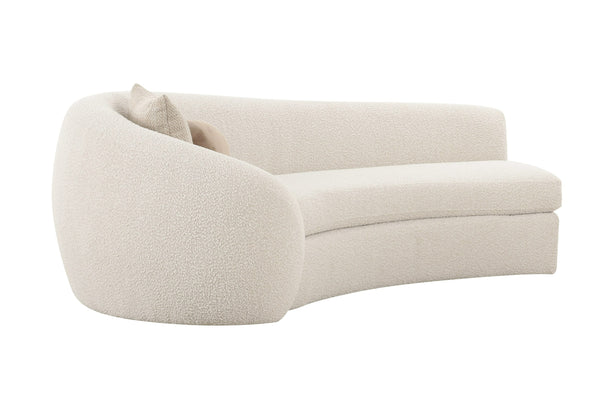 Kilmer Modern Off-White Curved Fabric Sectional Sofa