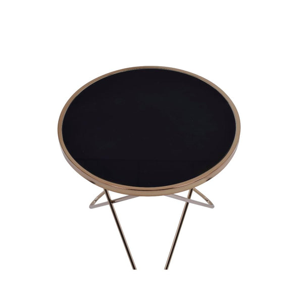 ACME Valora Champagne & Black Glass End Table Model 81832
