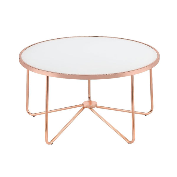 ACME Alivia Rose Gold & Frosted Glass Coffee Table Model 81835