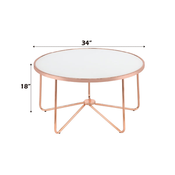 ACME Alivia Rose Gold & Frosted Glass Coffee Table Model 81835
