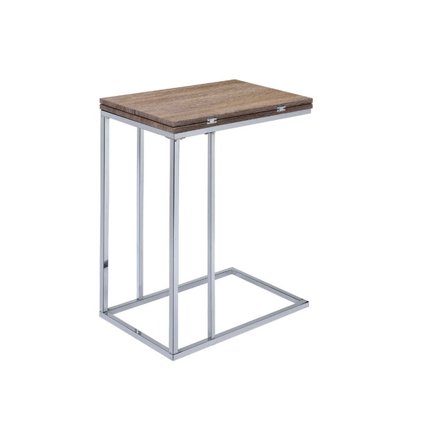 ACME Danson Weathered Oak & Chrome Accent Table Model 81849