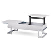 ACME Calnan WhiteHigh Gloss & Chrome Coffee Table with Lift Top Model 81850