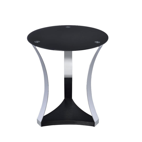 ACME Geiger Chrome & Black Glass End Table Model 81917