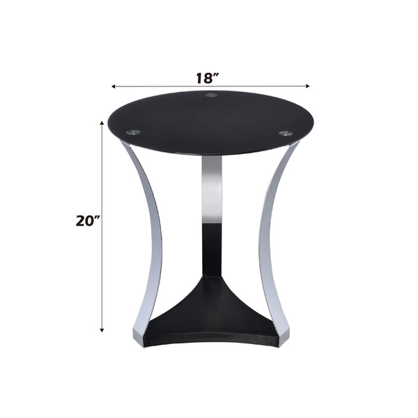 ACME Geiger Chrome & Black Glass End Table Model 81917