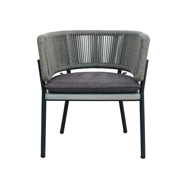 Suntide Outdoor Grey Fabric + Grey Acacia + Beige Rattan Dining Set