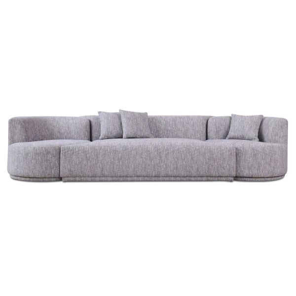 Beau Modern Light Grey Fabric Sectional Sofa With 2 Swirling Chair