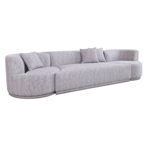 Beau Modern Light Grey Fabric Sectional Sofa With 2 Swirling Chair