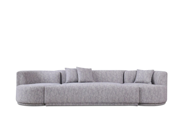 Divani Casa Beau Modern Light Grey Fabric Sectional Sofa With 2 Swirling Chair Model VGAH-VH119-LTGRY