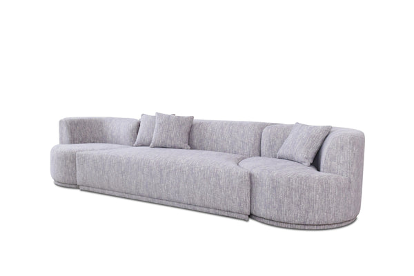 Divani Casa Beau Modern Light Grey Fabric Sectional Sofa With 2 Swirling Chair Model VGAH-VH119-LTGRY