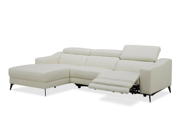 Modrest Rampart Modern L Shape Laf White Leather Sectional Sofa With 1 Recliner Model VGKM-5325-LAF-WHT-SECT