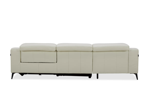 Modrest Rampart Modern L Shape Laf White Leather Sectional Sofa With 1 Recliner Model VGKM-5325-LAF-WHT-SECT